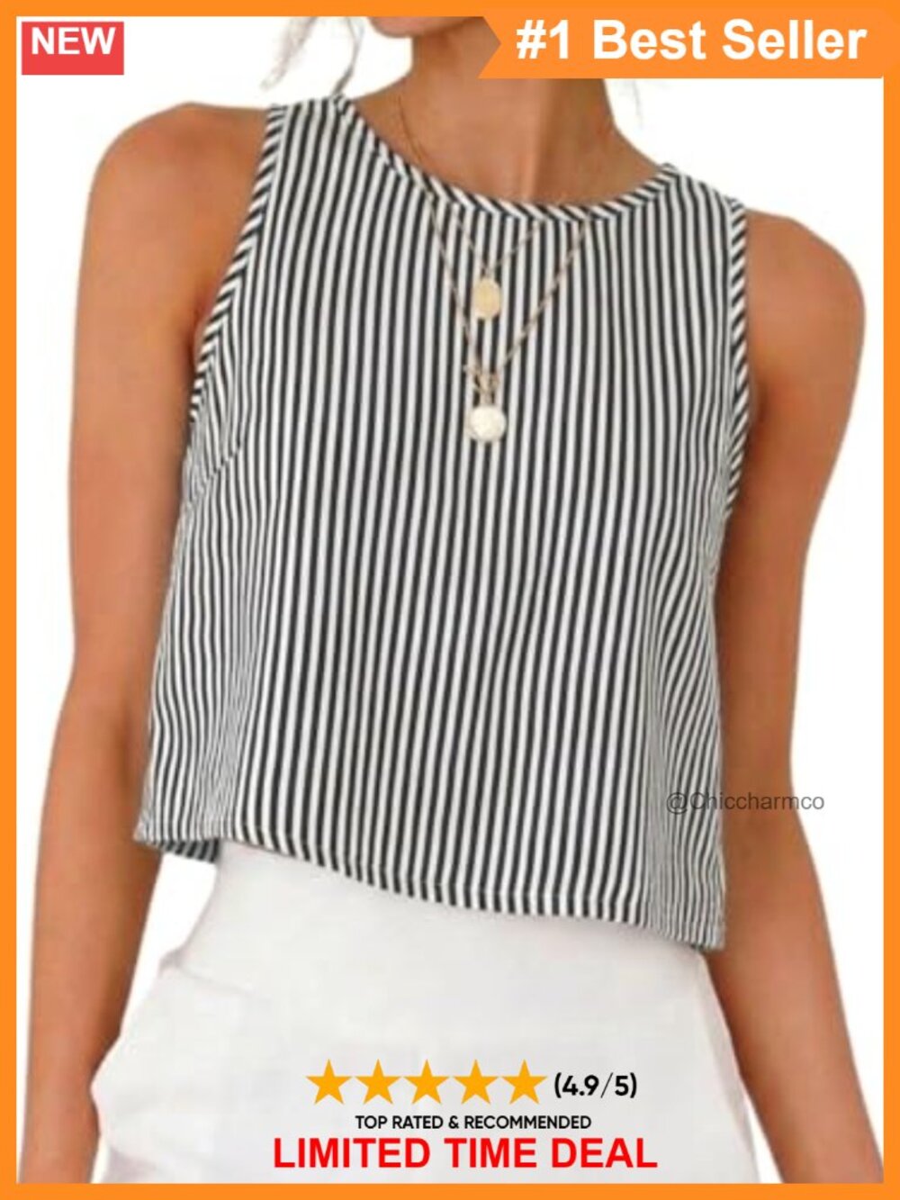 Womens High Neck Cropped Tank Top Sleeveless Back Button Casual Summer